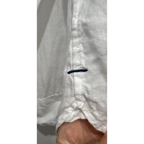 J. Crew Baird McNutt Irish Linen Button Down Shirt Womens Size 14 Slim Fit White - Picture 7 of 8